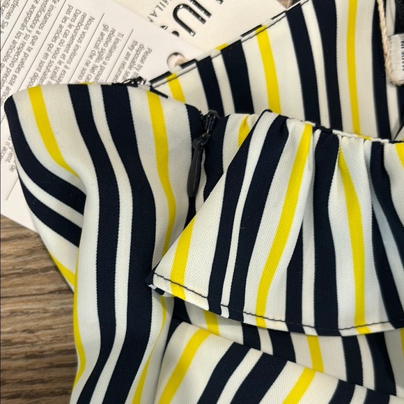 Liu Jo NWT Women's 8 Yellow & Black Stripes One Shoulder Jumpsuit Made in Italy - Picture 5 of 10